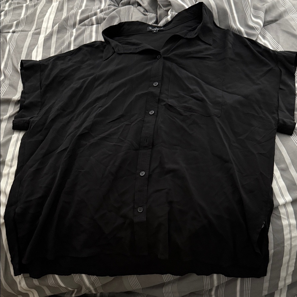 Velvet Black Casual Button Down Shirt